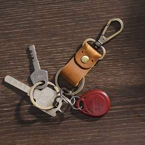 Leather Car Keychain Pendant Personalized Creative <b>Gift</b> Colorful Keyring <b>Retro</b> Cowhide Key Holder - Product Image 2