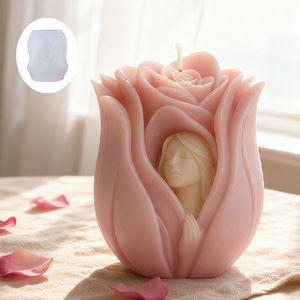 Moule en silicone 3D Fleur Rose Déesse, <span class=keywords><strong>Buste</strong></span> de <span class=keywords><strong>Femme</strong></span>, Portrait de Fille Tulipe, pour Bougies, Cire, Résine et Savon, Outils de Fabrication Artisanale - Product Image 4