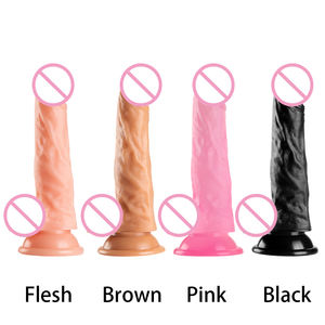 7.7インチリアルで強力な吸引カップ茶色の肉人工ペニスハンズフリープレイ女性セックスおもちゃフレキシブルPVCディルド - Product Image 4