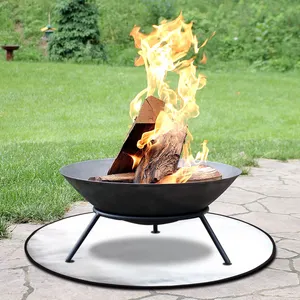 Ateş çukuru Mat yuvarlak 48 'açık yanmaz ızgara matı veranda odun sobası yanmaz fiberglas Ember ateşe dayanıklı Mat