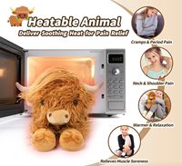 Boneka Sapi Highland Coklat Kustom, Dapat Dipanaskan di Microwave, Berbobot, Super Lembut, Terbuat dari Kapas PP, Boneka Empuk yang Menenangkan