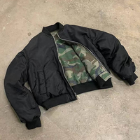 Veste Bomber Vintage en Nylon Imperméable Réversible à Imprimé Complet avec Fermeture Éclair, Veste de Pilote d'Hiver Camouflage Personnalisée pour Hommes