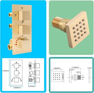 Sistema doccia con montaggio a soffitto a getto corporeo rubinetto doccia termostatico a 4 vie Set completo con 6 getti massaggianti per il corpo e rubinetto - Product Image 6