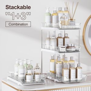 3-Tier <b>Kitchen</b> <b>Storage</b> and Home Accessories Bathroom Under Sink Organizer Transparent White Multi-Purpose Pantry Organization - Product Image 2