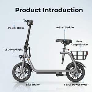 เบาะนั่งสกู๊ตเตอร์ไฟฟ้าอัจฉริยะ JS3/มือโปรมอเตอร์600วัตต์กันน้ำได้ระยะ20/25ไมล์15.5 MPH ความเร็วสูงสุดแบตเตอรี่ลิเธียม - Product Image 4