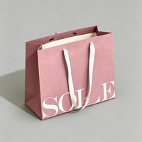Sacs de courses réutilisables et durables en papier recyclé, impression flexographique/UV, poignées en corde de coton, style luxueux pour
