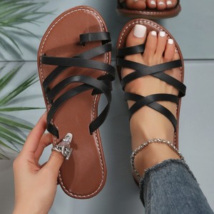 2026 set of toe beach slippers, new women's <b>sandals</b>, foreign trade cross <b>flat</b> bottom - Product Image 2