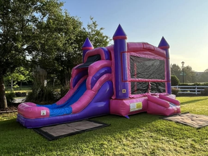 Castillo Inflable Comercial Divertido con Tobogán Rosa para Niños, Casa <span class=keywords><strong>de</strong></span> Brinco Inflable para Fiestas Infantiles, Parque Temático al Aire Libre - Product Image 3