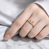 OUGEPHELI Bague en Argent Sterling 925 avec Moissanite Rose Marquise, Réglable, Pavé de Zircons Cubiques, Bijoux Architecturaux pour Femme