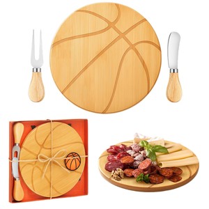 Juego de tabla de quesos redonda de bambú Juhao con cuchillo y tenedor para servir en fiestas y uso doméstico - Product Image 5