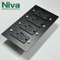 Prises murales électriques Niva Luxury Retro American Standard US 4 prises avec ports USB, panneau en laiton métallique, type 118