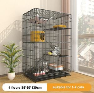 กรงแมวแบบพกพาพับได้ถอดออกได้กรงแมวสำหรับสัตว์เลี้ยงขนาดใหญ่ในร่มและกลางแจ้งสวยงามพร้อมล้อ - Product Image 5