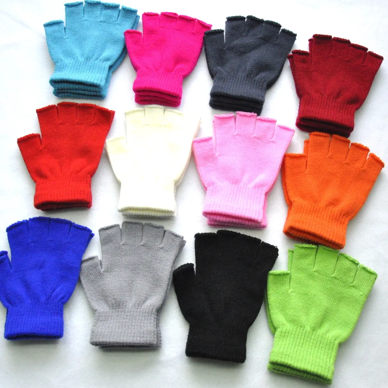 Adult winter warm knitted half-palm half-finger gloves male and female students riding half-finger gloves wholesale