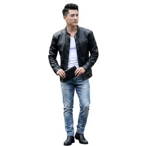 Custom 100% Cow Hide Premium <b>Leather</b> <b>Jacket</b> for <b>Men</b> High Quality Woolen Fabric Solid Color Stand Winter OEM <b>jacket</b> for <b>men</b> - Product Image 1