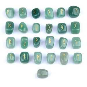 Natural gemstone crystal rune stone lettering rune symbol engraving crystal polished rolling stone