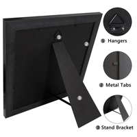 Cadre photo de remise de diplôme en bois massif noir et or avec double mat et verre, support de gland, boîte à ombre, porte-gland, fleur moderne