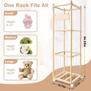 Support de rangement en bois pour jouets d'animaux mignons avec roues de frein, boîte de rangement de jouets peu encombrante, boîte de rangement pour animaux remplie de grande capacité - Product Image 2