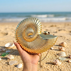 Sac à bandoulière Coquillage 2026 – Nouveauté Sac à main en chaîne métallique, Sac de soirée tendance pour femme, Sacs messager en acrylique - Product Image 1