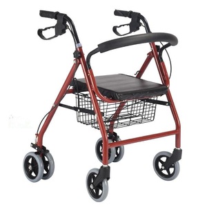 Four-wheeled <b>Rollator</b> <b>Walker</b> Foldable With Seat And Bag For Seniors Manual Operation Disc Brake CE Certified - Product Image 3
