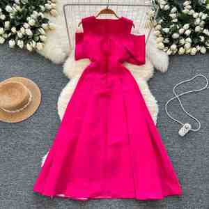 Elegante Vestido Maxi Casual con Cuello en V, Tejido Ecológico, para Mujer, Cintura Imperio, Silueta en A, Color Negro - Product Image 4