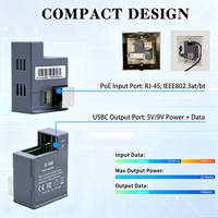 AT-Hub Flush Mount PoE ke Pengisi Daya USBC untuk Echo Hub IEEE 802.3at PoE+ ke Type-C 5V/9V 25W dengan USBC 2.0 Data Kabel