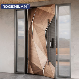 ROGENILAN Porte extérieure insonorisée personnalisée en aluminium, porte d'entrée <span class=keywords><strong>de</strong></span> sécurité sculptée en 3D pour maisons modernes - Product Image 6