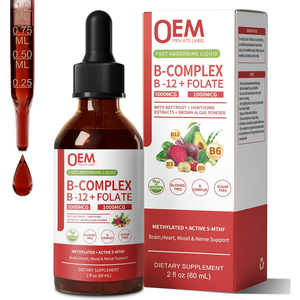 OEM Metilatlanmış B Kompleksi Sıvı Damlaları <span class=keywords><strong>B12</strong></span> Metilkobalamin Folat Vitamin B Kompleksi Sıvı Damlaları B3, B6, Pancar, Alıç ile - Product Image 1