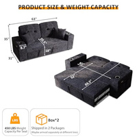 Loveliving Schlafsofa 4-in-1 Ausziehbares Couchbett Sofa-Bett Kleines Loveseat mit Breiter Armlehne USB-Ladeanschluss