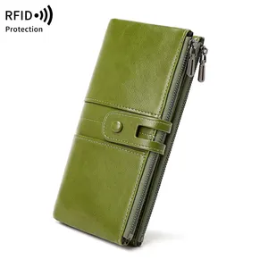 brieftasche PU-Leder-Kassenumschlag Damenbrieftasche RFID-Blockung für Scheckbuch Kreditkarten Leder-Lange Brieftasche