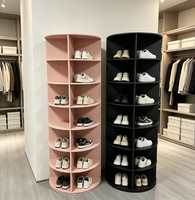 Organisateur de chaussures rotatif en bois massif 360°, étagère à chaussures en bois pivotante d'angle pour la maison et le salon