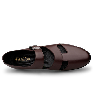 Chaussures Oxford Derby pour hommes, en cuir, à bout fermé, à enfiler, avec <span class=keywords><strong>boucle</strong></span> à fermoir, ajourées, respirantes, pour l'extérieur, style uniforme et habillé - Product Image 3