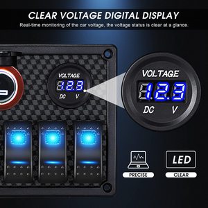8 gang Marine thuyền chuyển đổi bảng điều chỉnh không thấm nước USB Type-C cổng ổ cắm LED Vôn kế 12V RV Rocker chuyển đổi chuyển đổi bảng điều chỉnh với Breaker - Product Image 4