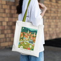 Muestra gratis de lujo Cómodo y suave Reutilizable Bolsas de lona de algodón creativas de alta calidad Bolsas de almacenamiento Patrón personalizado