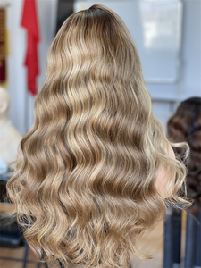 วิกผมหยิกหยักศกแบบเต็มสำหรับผู้หญิงขี้อาย300% ผมแท้สีบลอนด์อมเทาพร้อมไฮไลท์สีน้ำตาลวิกผมด้านหน้า13x4 - Product Image 5