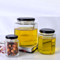 Stoples Kaca Heksagonal untuk Madu 45ml 100ml 180ml 280ml 380ml 500ml 730ml Label Kustom Tutup Ulir Kemasan Makanan