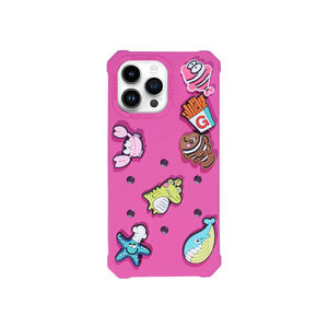 Antichoc mode couverture arrière dessin animé bricolage Silicone 3D mignon étui de téléphone portable pour <span class=keywords><strong>iPhone</strong></span> 11 12 13 Pro max tenir croc charmes - Product Image 4