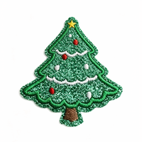 Patch brodé thermocollant en tissu écologique à paillettes pour sapin de Noël, idéal pour les chapeaux et les vêtements pour enfants - Vente en gros