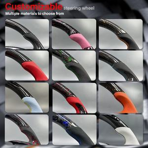 Volant de direction de voiture de <span class=keywords><strong>nouvelle</strong></span> conception pour Dodge <span class=keywords><strong>Fiat</strong></span> <span class=keywords><strong>500</strong></span> 500C Durango Journey Hellcat Challenger SRT, en cuir et fibre de carbone - Product Image 6