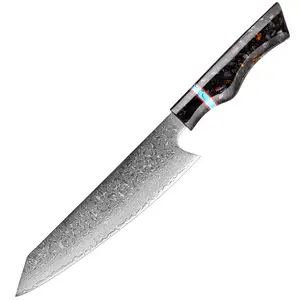 Профессиональный нож из дамасской стали Kiritsuke, японские шеф-повары, 8 дюймов, кухонный нож Vg10, 67 слоев, дамасская сталь, с футляром