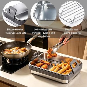 Revestimiento Interior de Acero Inoxidable para Freidora de Aire con Soporte y Tapa de Silicona Desmontables, Compatible con Ninja, Cosori, <span class=keywords><strong>Philips</strong></span>, Reutilizable para Horno - Product Image 3