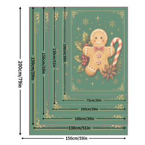 Couverture imprimée en forme d'homme en pain d'épices de Noël, en flanelle douce, rectangulaire, écologique, décoration d'intérieur, style hiver - Product Image 4