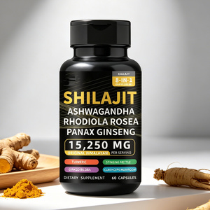 Cápsulas de Shilajit Puro del Himalaya OEM <span class=keywords><strong>con</strong></span> Ashwagandha, <span class=keywords><strong>Ginseng</strong></span>, <span class=keywords><strong>Vitaminas</strong></span> para el Cuidado de la Salud, Suplemento Energético 8 en 1, 60 Cápsulas - Product Image 1