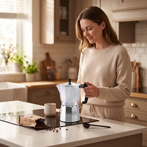 <span class=keywords><strong>Cafetière</strong></span> Moka <span class=keywords><strong>italienne</strong></span> professionnelle en aluminium durable, fond épais, résistante à la chaleur, choix des baristas - Product Image 4