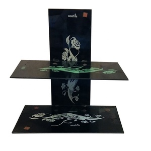 Estante de Pared de Vidrio Pintado en Negro, Simple y Moderno, para DVD, para Equipos de Audio Pequeños en la Pared de la Sala de Estar - Product Image 1