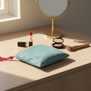 กระเป๋าเครื่องสำอางพกพาแบบมีซิป ลายสก็อตสีเขียว เป็นมิตรกับสิ่งแวดล้อม สำหรับเดินทาง  แบบขายส่ง  สามารถปรับแต่งได้ สำหรับสาวๆ - Product Image 5