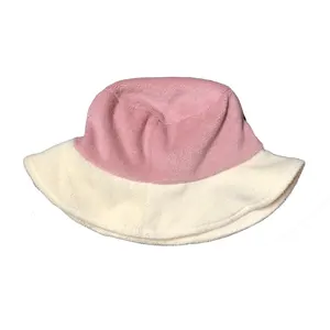 डबल परतों बच्चों बच्चे गर्मियों में समुद्र तट मछुआरे टोपी टेरी तौलिया गुलाबी टोपी