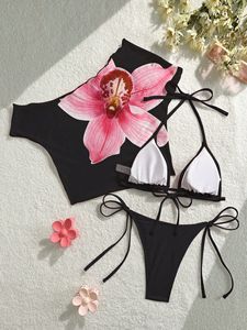 Maillot de bain 3 pièces sexy imprimé floral pour femme, collection été 2026, idéal pour les soirées en club et la plage - Product Image 6