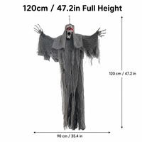 Décoration de squelette ailé d'Halloween SIPKLR 120 cm avec yeux LED lumineux pour extérieur, intérieur, porche, cour, fête