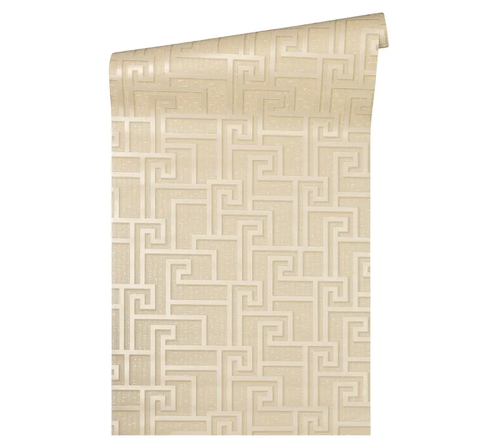 Room Wall Papers Non-woven Cream Greek Key off-white Geometrical Wallpaper for Living Room Bedding Room