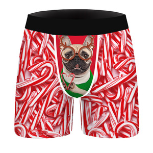 Joyeux Noël Imprimé Taille Moyenne Respirant Hommes Longs Boxers Hommes Noël Confortable Grande Taille Boxers - Product Image 4